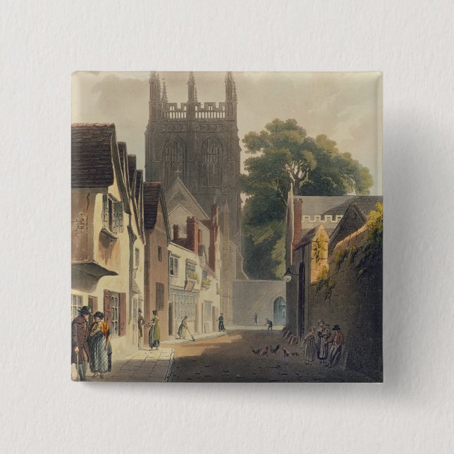Badge Carré 5 Cm Ruelle de pie, Oxford, illustration du 'Histor (Devant)