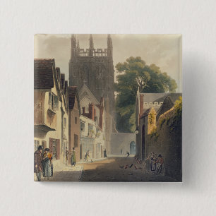 Badge Carré 5 Cm Ruelle de pie, Oxford, illustration du 'Histor