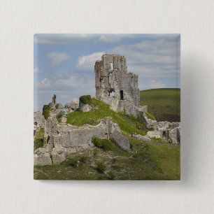Badge Carré 5 Cm Ruines du château de Corfe, près de Wareham, Dorse