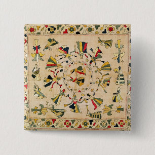 Badge Carré 5 Cm Rumal : couverture carrée de broderie montrant le