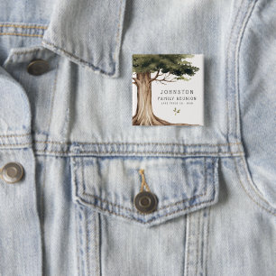 Badge Carré 5 Cm Russe Famille Réunion Pique-nique Arbre Vintage