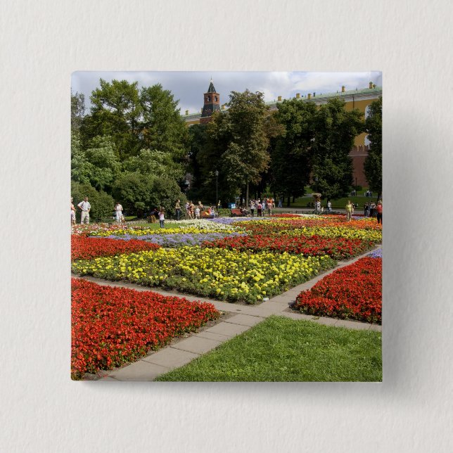 Badge Carré 5 Cm Russie, Moscou, Place Rouge, Alexandrovsky (Devant)