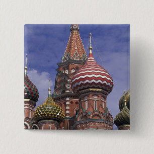 Badge Carré 5 Cm Russie, Moscou, place Rouge. célèbres oignons de S