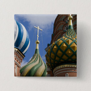 Badge Carré 5 Cm Russie, Moscou, place Rouge. Saint-Basile
