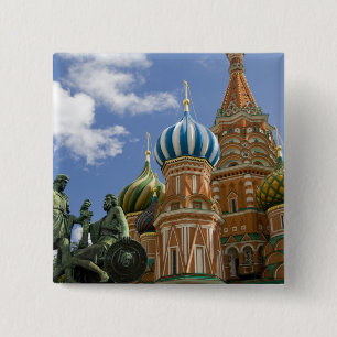 Badge Carré 5 Cm Russie, Moscou, place Rouge. St. Basil's 3