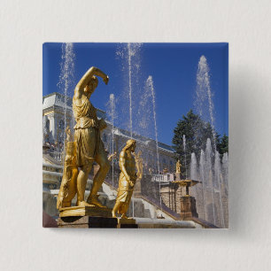 Badge Carré 5 Cm Russie, Saint-Pétersbourg, Statues dorées dans la