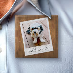 Badge Carré 5 Cm Rustic Photo Frame with Square Instagram and Wood<br><div class="desc">A vintage and trendy design with a retro picture border that you can add your favorite selfie or portrait of a friend. Use a square photo to create a unique and personal gift or keep the hipster puppy and make a trendy keepsake. If you need to adjust the pictures, click...</div>
