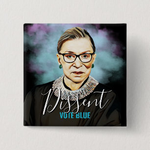 Badge Carré 5 Cm Ruth Bader Ginsburg - Vote dissident Bleu