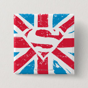 Badge Carré 5 Cm S-Bouclier usé au-dessus de drapeau