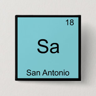 Badge Carré 5 Cm Sa - San Antonio Symbole de chimie drôle Élément T