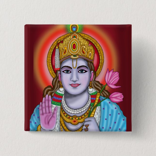 Badge Carré 5 Cm Sac à Tote Shree Krishna (Devant)