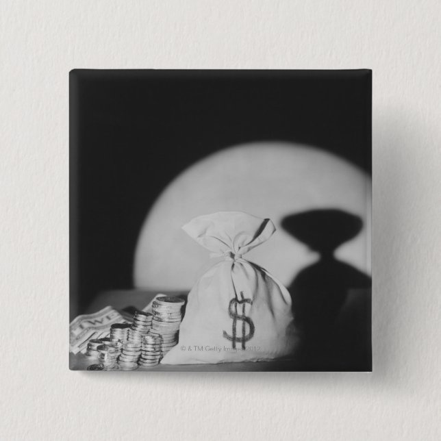 Badge Carré 5 Cm Sac d'argent (Devant)