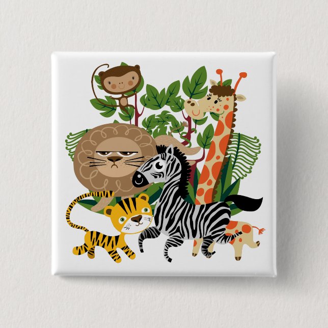 Badge Carré 5 Cm Safari animal (Devant)