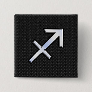 Badge Carré 5 Cm Sagittarius Zodiac Sign on Black Snake Skin Decor