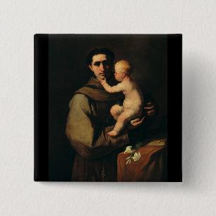 Badge Carré 5 Cm Saint Antoine de Padoue par Luca Giordano