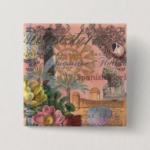Badge Carré 5 Cm saint augustine florida voyage art antique