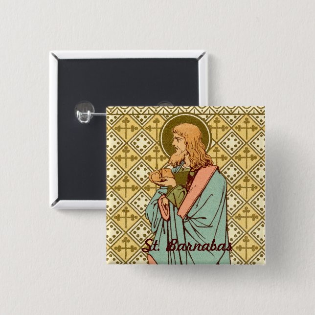 Badge Carré 5 Cm Saint Barnabas l'apôtre (RLS 02) (Devant & derrière)