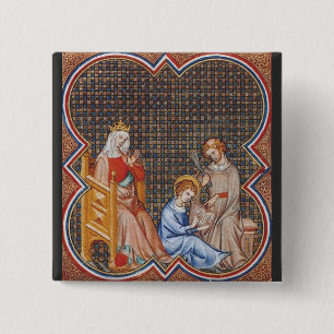 Badge Carré 5 Cm Saint Louis IX de France Protecteur des Rois Art