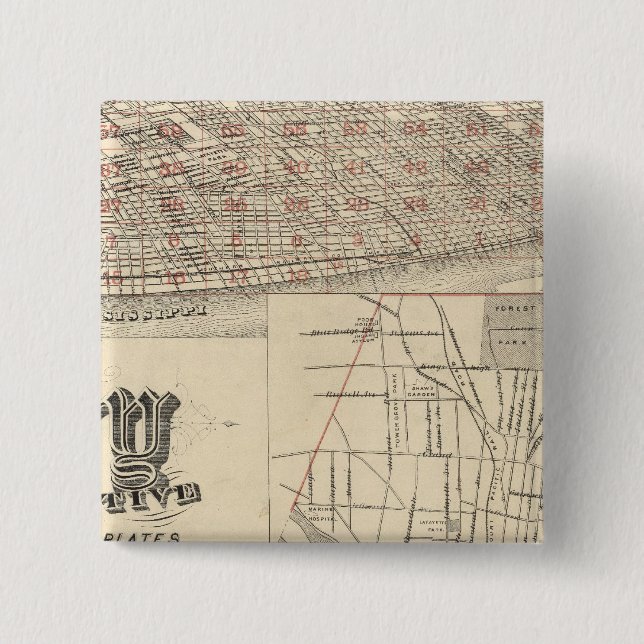 Badge Carré 5 Cm Saint-Louis, Missouri (Devant)