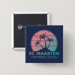 Badge Carré 5 Cm Saint-Martin Sint Martin Retro Gradient