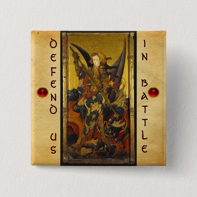 Badge Carré 5 Cm Saint Michael Vanquishing le diable (Devant)