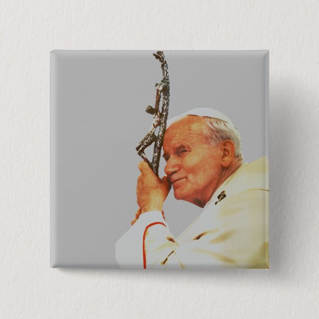 Badge Carré 5 Cm Saint-Pape Jean-Paul II  (Devant)