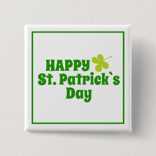 Badge Carré 5 Cm Saint Patrick`s jour Shamrock Vert