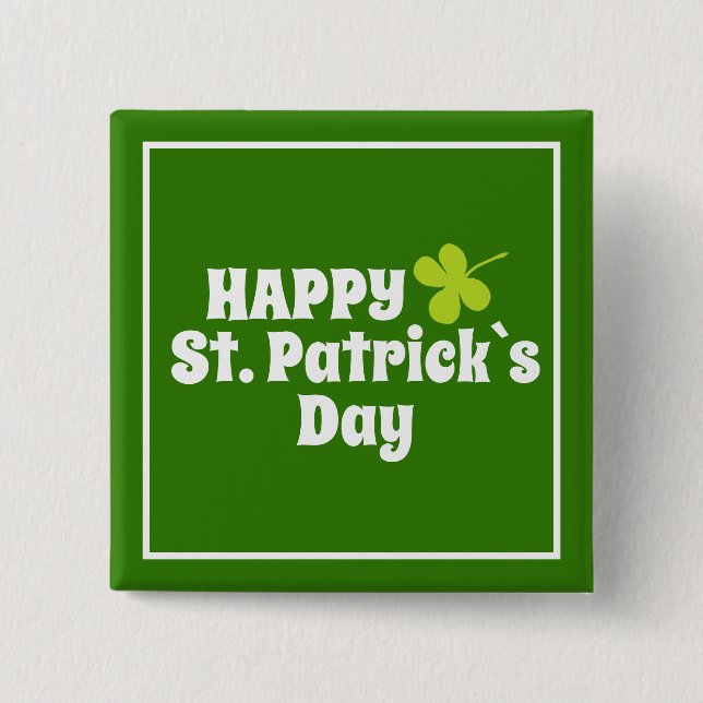 Badge Carré 5 Cm Saint Patrick`s jour Shamrock Vert (Devant)