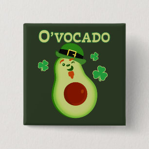 Badge Carré 5 Cm Saint Patrick's Day Leprechaun Avocado Pun