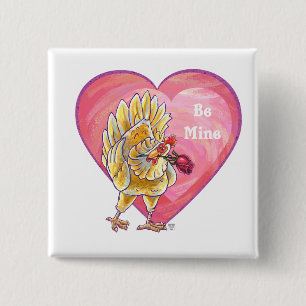 Badge Carré 5 Cm Saint-Valentin au poulet