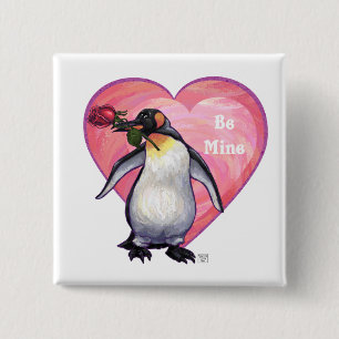 Badge Carré 5 Cm Saint-Valentin Penguin