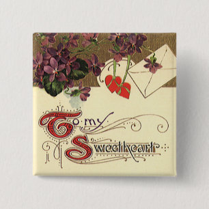 Badge Carré 5 Cm Saint Valentin victorien vintage pour mon amour