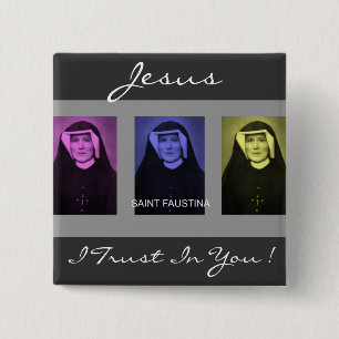 Badge Carré 5 Cm sainte faustina