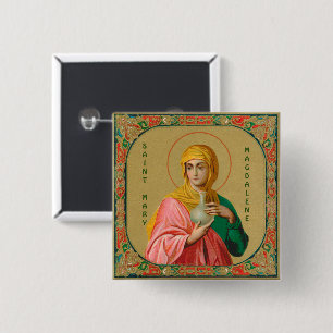 Badge Carré 5 Cm Sainte Marie-Madeleine en tant que Porteuse de Myr
