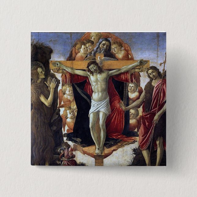 Badge Carré 5 Cm Sainte Trinité - Botticelli (Devant)