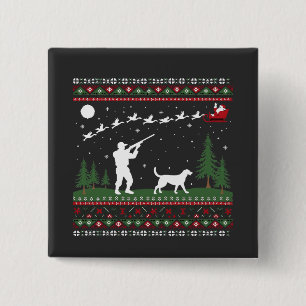 Badge Carré 5 Cm Saison de chasse à la crème de Noël moche Père Noë