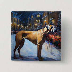 Badge Carré 5 Cm Saison de Noël de Rhodesian Ridgeback