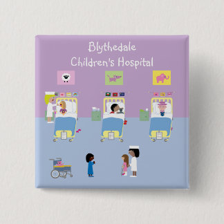 Badge Carré 5 Cm Salle d'hôpital d'enfants personnalisable