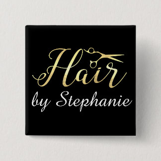 Badge Carré 5 Cm Salon de coiffure d'or de styliste en coiffure de