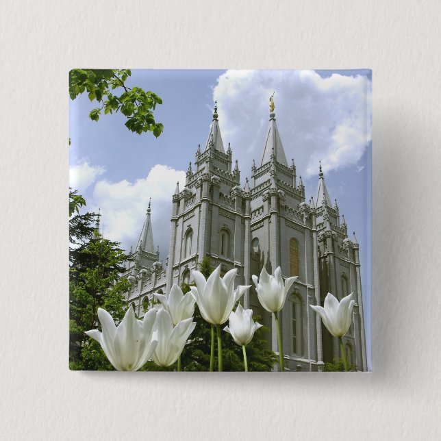 Badge Carré 5 Cm Salt Lake City Mormon Temple (Devant)