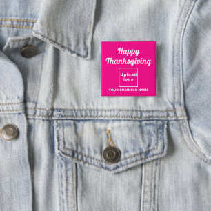 Badge Carré 5 Cm Salutation d'action de grâces sur le Carré rose