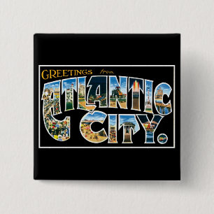Badge Carré 5 Cm Salutations d'Atlantic City !