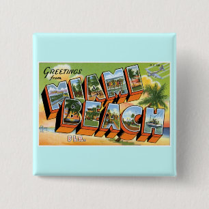Badge Carré 5 Cm Salutations de Miami Beach, la Floride !