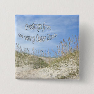 Badge Carré 5 Cm Salutations De Sunny OBX Sea Oats Items