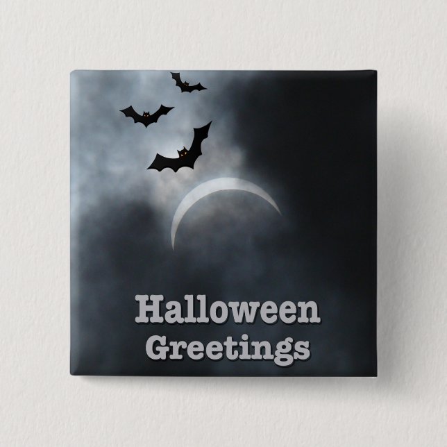 Badge Carré 5 Cm Salutations d'Halloween éffrayante Eclipse (Devant)