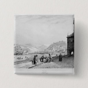 Badge Carré 5 Cm Salzbourg, gravé par Bayot et Cuvilier, 1840