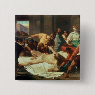 Badge Carré 5 Cm Samson a trahi par Delilah (l'huile sur la toile)