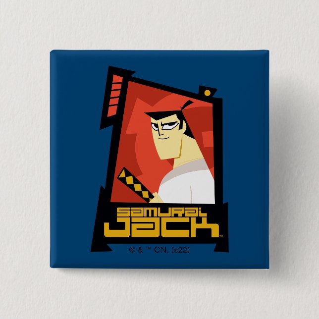 Badge Carré 5 Cm Samurai Jack Souriant Futuristic Frame Graphic (Devant)