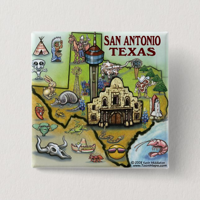 Badge Carré 5 Cm San Antonio TX (Devant)