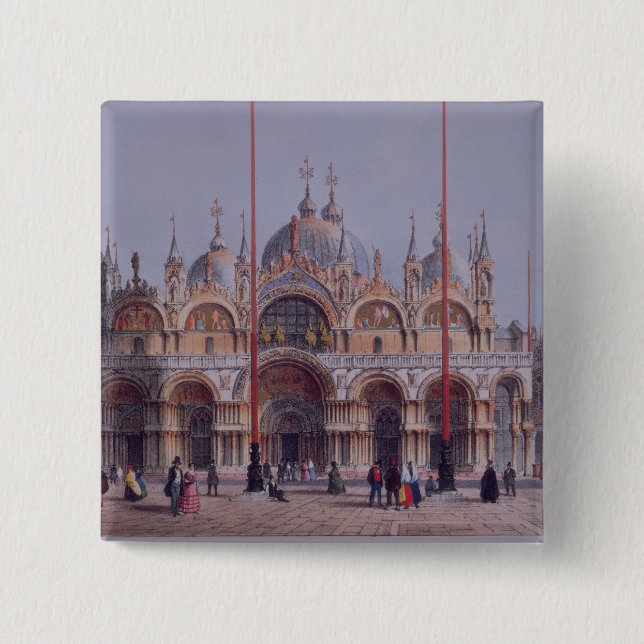 Badge Carré 5 Cm San Marco, Venise, gravée par Brizeghel (litho) (Devant)